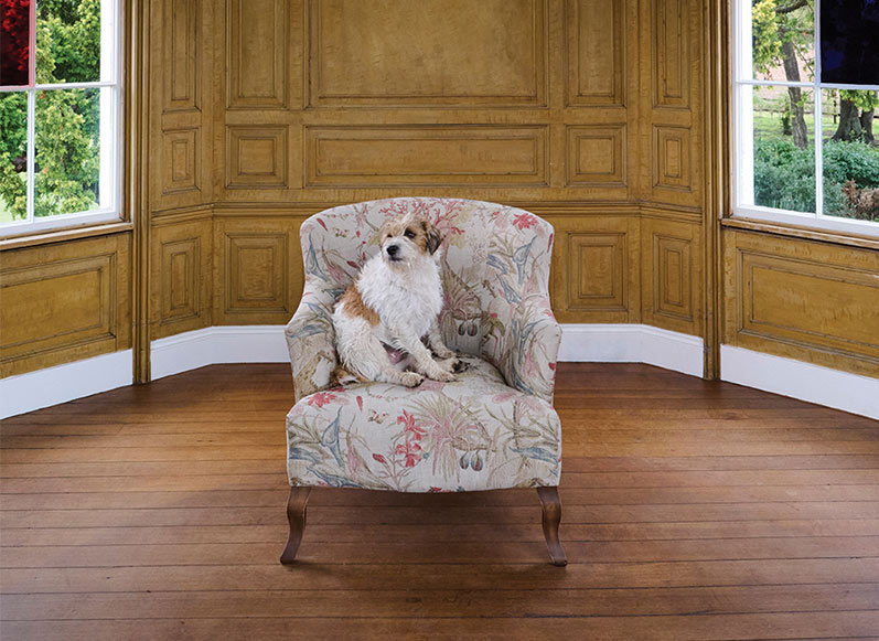 Grassington Chair in Floral Linen Lily Pad Vermillion